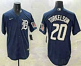 Men's Detroit Tigers #20 Spencer Torkelson Navy With Patch Cool Base Stitched Jersey,baseball caps,new era cap wholesale,wholesale hats